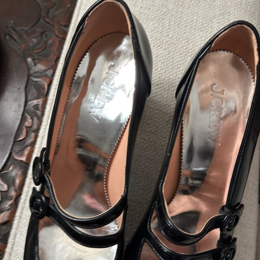 J. Crew Maisie double-strap heels in Black Italian spazzolato leather - Picture 4 of 7